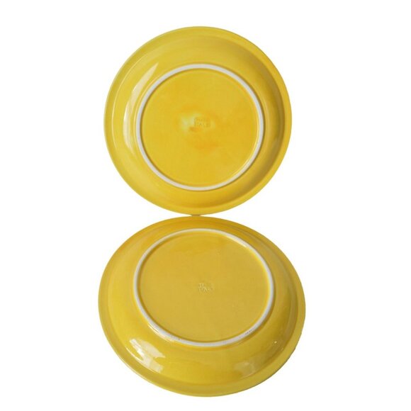 4 Vintage Fondue Plates Grill Plates Made In Italy Yellow Green - Picture 3 of 7